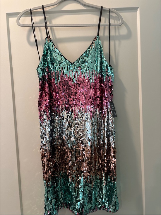 Express Dresses & Skirts - Express Ombre Sequin Dress in Teal, Pink, Silver